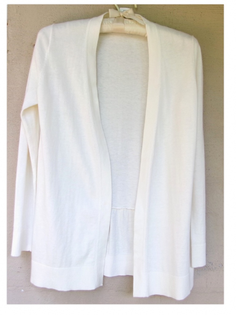 Kate Spade Broome Street Open Ivory Cardigan Sweater Back Peplum Ruffle   XXS